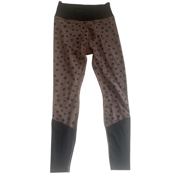 Pact Purefit Crossover Women Brown Black Polka Dot Organic Cotton Leggings Small - Picture 1 of 4